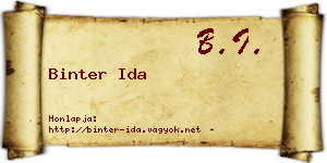 Binter Ida névjegykártya